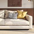 Modern double sofa three-seat fabric sofa 3d model