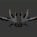 Intricate Sci Fi Mechanical Creature With Metallic Wings And Red Accents