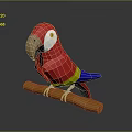 Vibrant Red Parrot With Blue And Yellow Feathers Perched On Wooden Branch