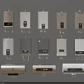Various Electric Water Heaters With Wall Mounted And Freestanding Models Featuring Digital Panels 3d model