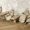 Beige Professional Massage Tables And Chairs In Modern Salon With Wooden Floor