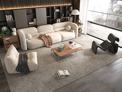 Sofa Coffee Table Combination Sofa Coffee Table Three-Seater Sofa Living Room 3d model