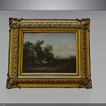 Classical Golden Carved Frame With Rural Landscape Oil Painting Houses Trees And Figures