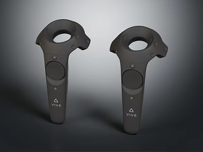 VIVE Dual Gray VR Controllers With Ergonomic Grip And Trackpad For VR Headsets 3d model