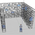 Open Modular Metal Shelving Unit with Grid Structure and Numbered Compartments 3d model