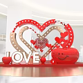 Red Heart Shaped Decorative Display With LOVE Lettering And Smiling Face Ornament