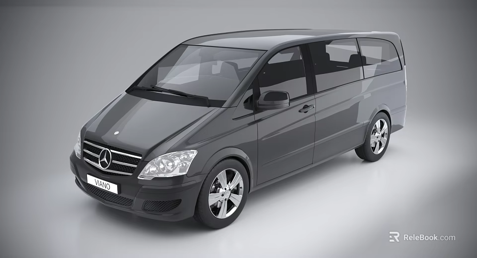 Mercedes Benz Black MPV With Sleek Exterior Design And Silver Wheels 3d model 