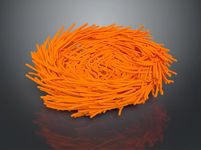 Vibrant Orange Thin Strips Pile With Intricate Texture And Shiny Surface 3d model