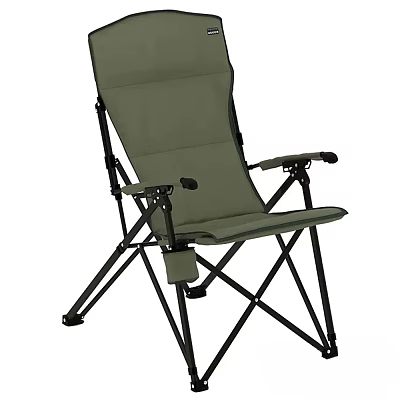 Foldable Green Outdoor Chair With Black Metal Frame And Armrests For Camping Use 3d model