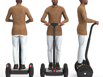Modern man scooter man 3d model