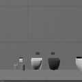 Modern Wall Mounted White And Black Toilets With Toilet Paper Holder And Gray Tiled Walls