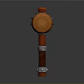 3D Model of Orange Hammer with Silver Metal Rings and Wooden Handle