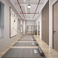 Modern Spacious Fitness Studio With Yoga Mats Exercise Balls Mirrors And Large Windows