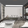 Warm Modern Bedroom Interior Design With Soft Tones Bed Linen Wooden Floor And Lattice Screen