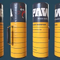Yellow Commercial Industrial Equipment With Control Panel And Attached Cylindrical Accessory