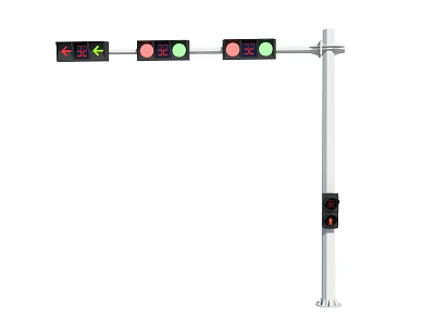 Outdoor Traffic Signal Light with Red Yellow Green Lamps and Control Button 3d model