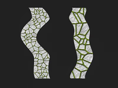 Garden Landscape Design Featuring Wavy Paths With White Gravel And Green Lines 3d model