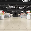 Supermarket Interior With Fresh Produce Vegetable Fruit Shelves And Customers Shopping
