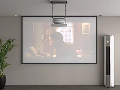 Projection Monitoring System With High Definition Projector And Projection Screen For Real Time Surveillance 3d model