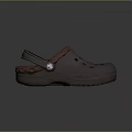 Brown Crocs Clogs With Fleece Lining And Holes Design Button Closure 3d model