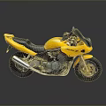 Yellow Sporty Motorcycle With Streamlined Design And Black Seat Metallic Wheels And Exhaust System