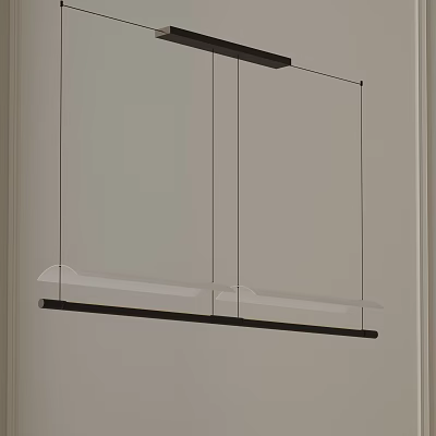 Modern Minimalist Interior With Sleek Linear Pendant Light And Black Metal Frame Design 3d model