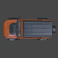 Orange Off Road Car With Black Roof Round Headlights Yellow Light Strips And UK Plate