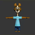 3D Cartoon Dog Character With Brown Head White Face Blue T Shirt And Blue Shorts