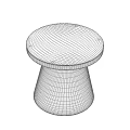 Light Colored Wooden Stool Featuring Round Top And Conical Base Design 3d model