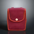 Stylish Red Small Pouch With Orange Trim And Circular Button Closure For Daily Use