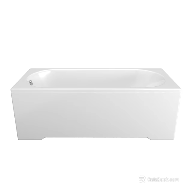 White Freestanding Bathtub Interior Design With Rectangular Shape And Smooth Surface 3d model