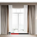 Gray Beige Window Curtains With Light Filtering Fabric Wooden Floor Floor Lamp And Outdoor View