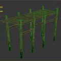 Simple Rustic Wooden Platform Frame With Planked Top And Green Based Posts