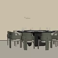 Pollform Modern Dining Table Set With Round Table And Grey Chairs 3d model