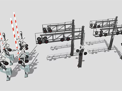 Industrial Outdoor Lights With Sturdy Metal Frame And Multiple Lamp Heads For Garden Use 3d model