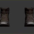 Brown Leather Work Boots With Buckle Straps Thick Rubber Soles And Reflective Toes