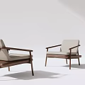 Minimalist Modern Single Chair With Wooden Frame And Beige Fabric Upholstery Design
