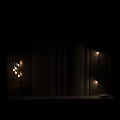 Modern Bedroom Accent Wall With Wooden Panels LED Strip Lights And Decorative Lamps