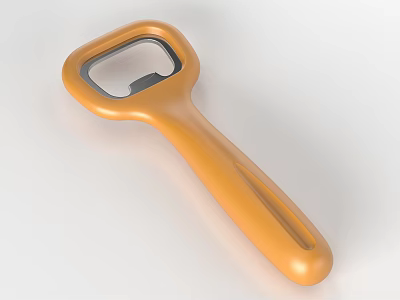 Orange Plastic Bottle Opener With Curved Ergonomic Handle For Comfortable Grip And Daily Use 3d model