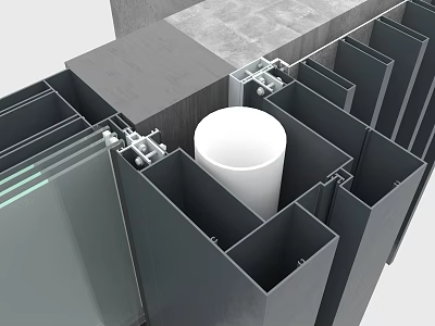 Hardware Tools For Metal Frame Assembly With Glass Panels And White Cylinder 3d model