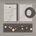 Modern Textured Wall Decor With Wavy Patterns Circular Elements And Spherical Accents 3d model