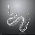 Detailed 3D Snake Skeleton Structure on Gray Background with White Bone Rendering