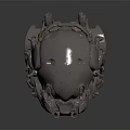 Mechanical Metal Head Sculpture With Intricate Gear Details And Shiny Surface
