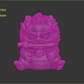 Green Mythical Creature Sculpture with Fierce Expression Detailed Mane Claws and Sitting Posture Stone Carving