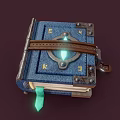 Vintage Blue Book With Leather Strap Metal Buckle And Glowing Green Decoration