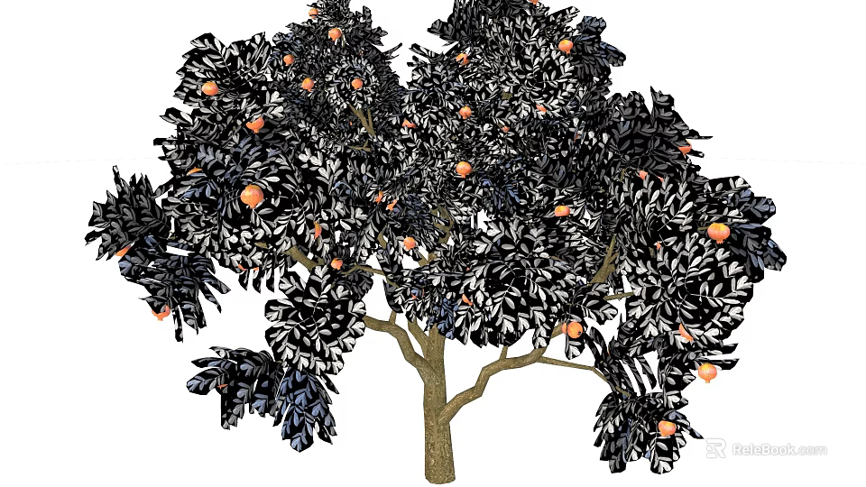Vibrant Healthy Arbor with Orange Fruits and Lush Dark Green Leaves 3d model 