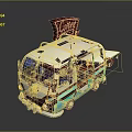 Colorful Food Truck With Coffee Sign And Canopy