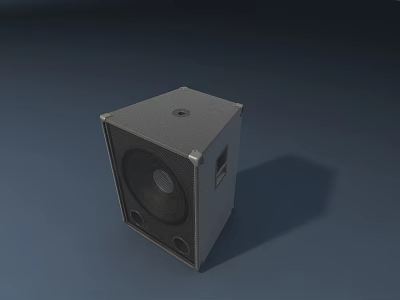 Gray Textured Square Speaker With Control Buttons For Home Desktop Use 3d model
