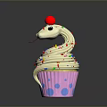 Delicious Cupcake With White Swirl Frosting Colorful Sprinkles Pink Polka Dot Liner And Cherry Topping