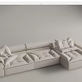 Light Colored L Shaped Sectional Sofa With Plush Cushions And Modern Design 3d model